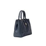 Navy Textured Tote Bag with Shoulder Chain