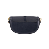 Black Crescent Handbag with Magnetic Flap Closure