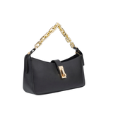 Black Flap Handbag with Top Chain Handle
