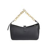 Black Flap Handbag with Top Chain Handle
