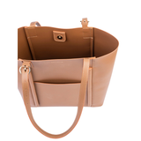 Brown Structured Tote Bag with Adjustable Handles