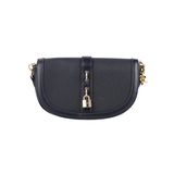 Black Crescent Handbag with Magnetic Flap Closure