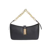 Black Flap Handbag with Top Chain Handle
